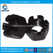 High strength black plated carbon steel castle nut